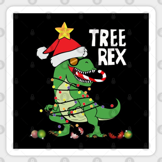 Fun Dinosaur Tree Rex T-Rex Christmas Gift Sticker by Dibble Dabble Designs